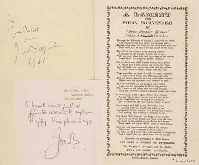 Lot 705 - Betjeman (John, 1906-1984). A Lament for Moira McCavendish by "Coras Jompair Eireann”, 1958