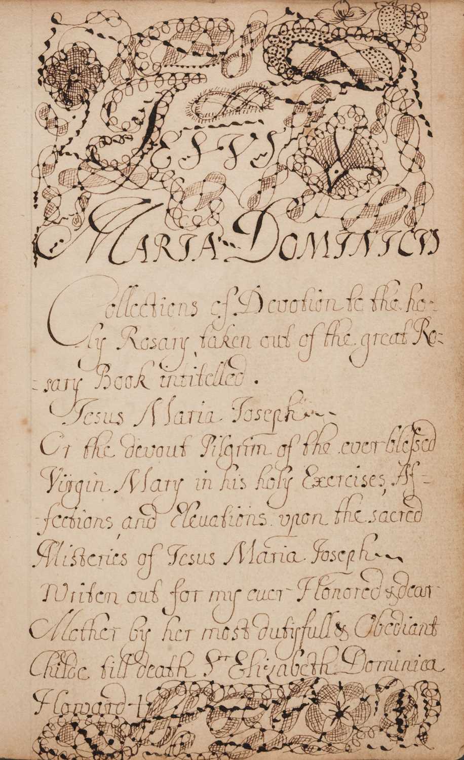Lot 232 - Howard (Elizabeth Dominica). Manuscript volume of Roman Catholic prayers and devotions, 1698