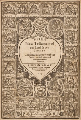 Lot 228 - Bible [English]. [The Bible translated according to the Ebrew and Greeke..., 1614]