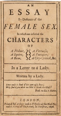 Lot 266 - Drake (Judith). An Essay in Defence of the Female Sex..., 1696
