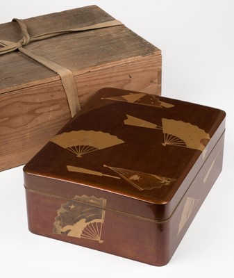 Lot 585 - Japanese box. A Japanese lacquer documents box, Meiji period (1868-1912)