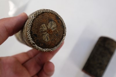 Lot 437 - Embroidered Case. An embroidered case, possibly for letters, probably Native American, early 19th c.