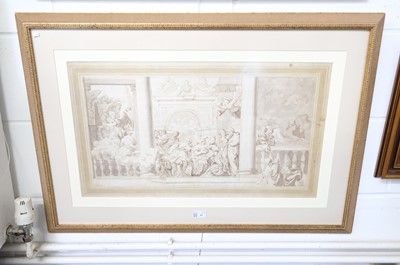 Lot 10 - Lefèvre (Valentin, 1637-1677). Birth of the Virgin, pen and brown wash