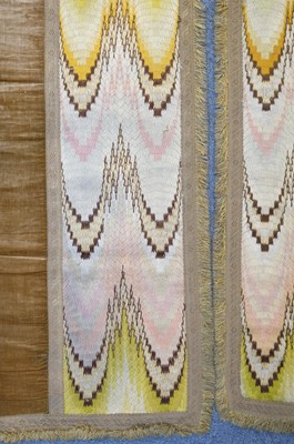 Lot 433 - Curtains. A pair of needlework door curtains and matching pelmet, 19th century