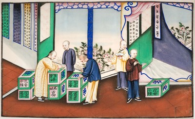Lot 170 - Chinese School. Wrapping Tea, watercolour and gouache on rice paper
