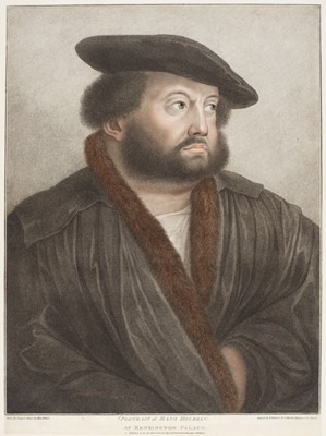 Lot 163 - Bartolozzi (Francesco). Portrait of Hans Holbein, & Holbein's Wife, at Kensington Palace, 1798, 2 coloured stipple engravings