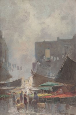 Lot 204 - Ricciardi (Oscar, 1864-1935). Italian Food Market, circa 1916, oil on canvas