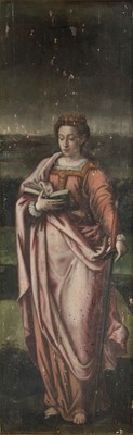 Lot 41 - Flemish School. St. John the Evangelist and St. Catherine of Alexandria, 16th-century