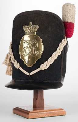 Lot 496 - Shako. A George III Waterloo pattern or Belgic shako