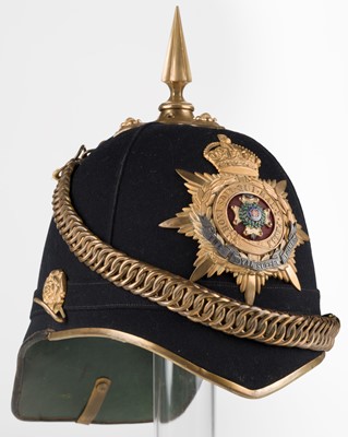 Lot 506 - The Royal Sussex Regiment. An Edward VII officers' home service blue cloth helmet