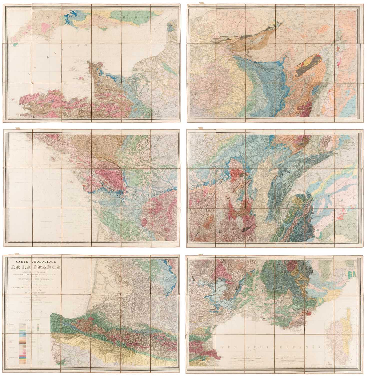 Lot 106 - France. Dufrenoy (Pierre A. & Elie de Beaumont, Leonce). Carte Geologique de France..., 1841