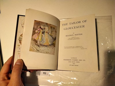 Lot 15 - Potter (Beatrix). The Tailor of Gloucester, 1st edition, 1903..., and others