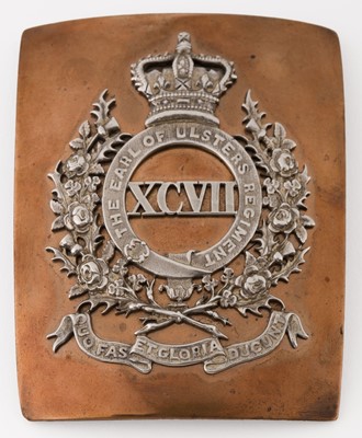 Lot 501 - The Earl of Ulsters Regiment. A fine Victorian 97th Foot bi-metal, metal shoulder belt plate