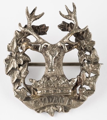 Lot 414 - Gordon Highlanders. A Victorian Scottish white metal Glengarry badge