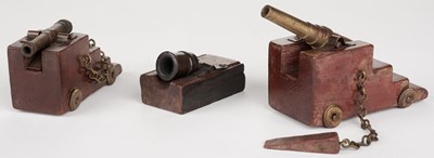 Lot 266 - Cannons. Victorian miniature brass and bronze cannons