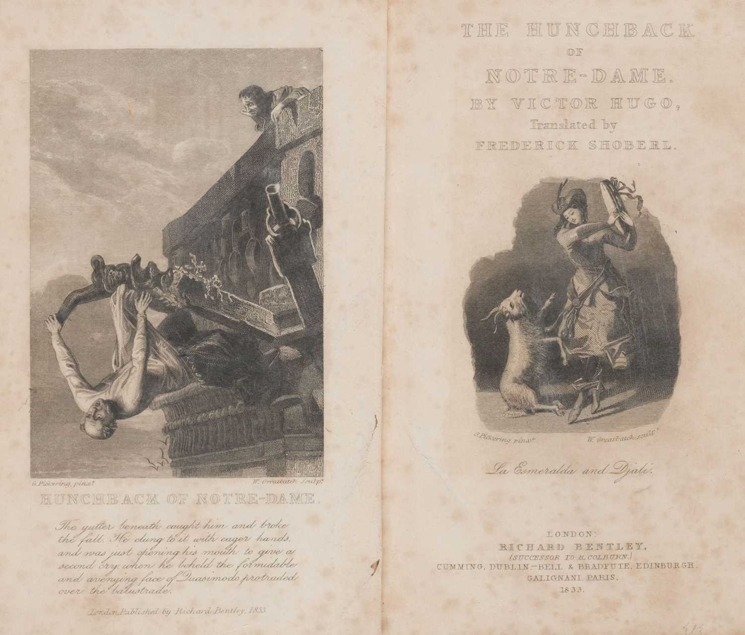 Lot 303 - Hugo (Victor). The Hunchback of Notre-Dame, 1st ed in English, 1st impression, 1833