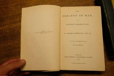 Lot 47 - Darwin (Charles). The Descent of Man, 2 volumes, 1st edition, 1st issue, London: John Murray, 1871