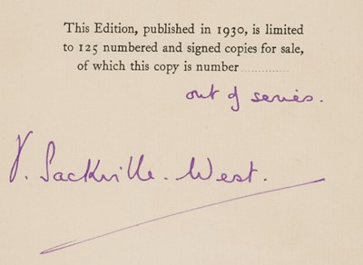 Lot 415 - Sackville-West (Vita). The Edwardians, limited edition, London: Hogarth Press, 1930, un-numbered of 125 copies