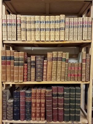 Lot 418 - Bindings. A large collection of mostly 19th Century gilt decorated leather bindings, approximately 110 volumes