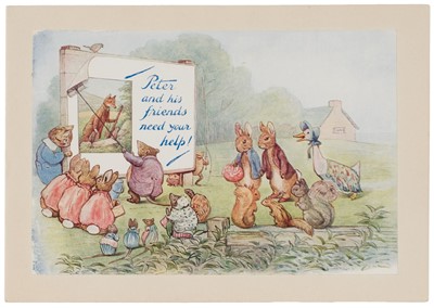 Lot 104 - Potter (Beatrix). ‘Peter and his friends need your help!’, first issued in 1924/1925