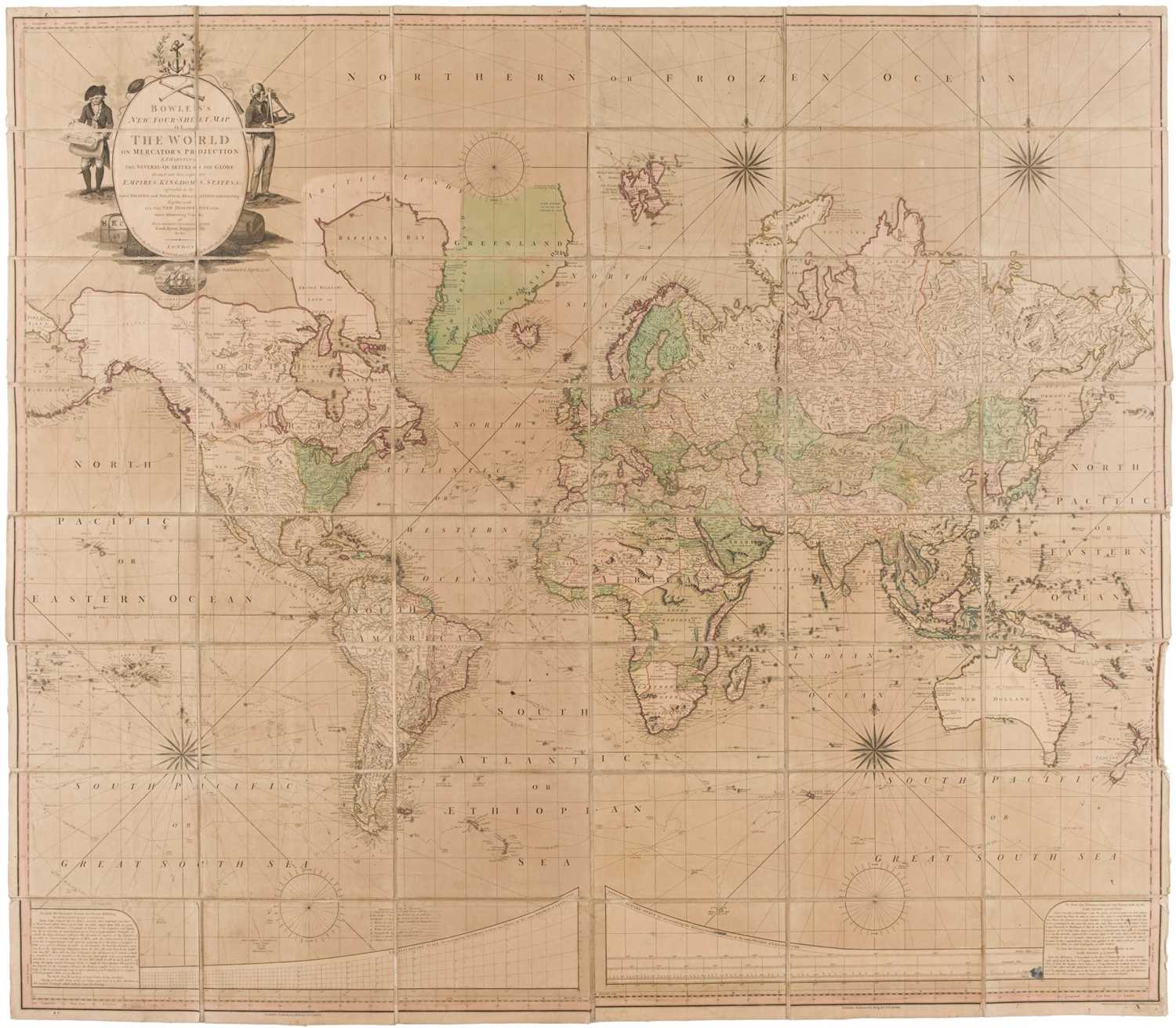 Lot 145 - World. Bowles & Carver. Bowles's New Four-Sheet Map of the World..., 1798
