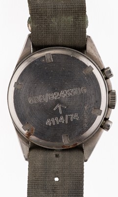Lot 145 - Pilots watch. A military issue RAF pilots' CWC chronograph wristwatch, circa 1974