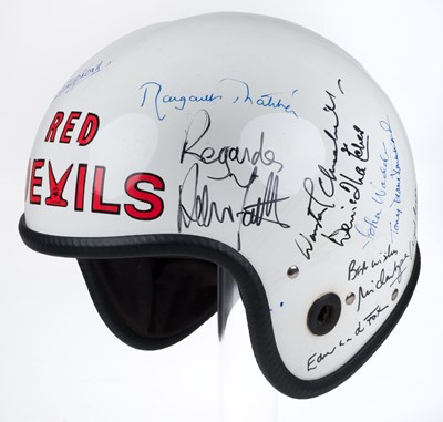 Lot 325 - Red Devils Helmet. A multi-signed helmet presented by the Red Devils Free Fall Parachute team, 1989
