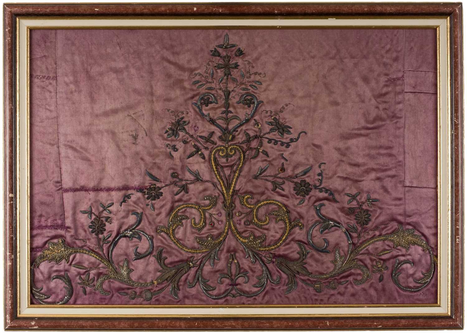 Lot 503 - Ottoman Embroidery. A metalwork silk panel, late 18th/early 19th century