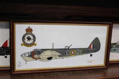 Lot 4 - Aircraft glass profiles. 16 side aircraft profile paintings by Steven Foster
