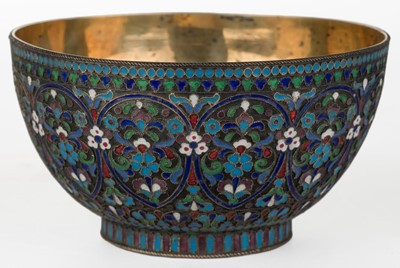Lot 691 - Bowl. An Imperial Russian silver Cloisonné bowl, circa 1908