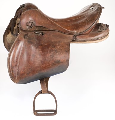 Lot 495 - Wehrmacht. A WWII German army leather horse saddle