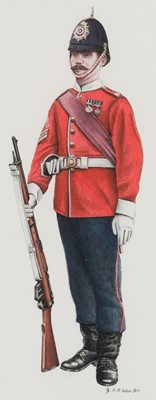 Lot 156 - Alston-Roberts-West (Guy). Victorian infantry soldier circa 1890, watercolour on paper
