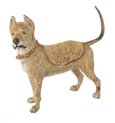 Lot 669 - Pen Wipe. An Austrian cold painted dog bronze pen wipe circa 1900