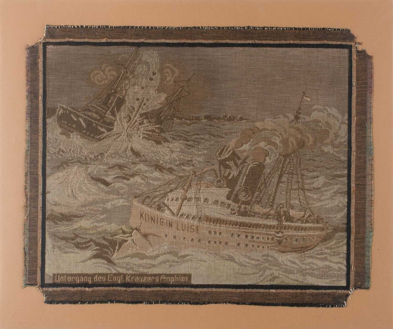 Lot 537 - WWI tapestry. Commemorating the sinking of HMS Albion by SS Königin Luise