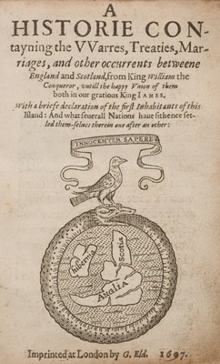 Lot 326 - Ayscu (Edward). A Historie contayning the Warres..., betweene England and Scotland, 1607