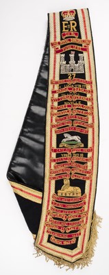 Lot 485 - Royal Inniskilling Fusiliers. An E.II.R. regimental sash of the 1st Battalion