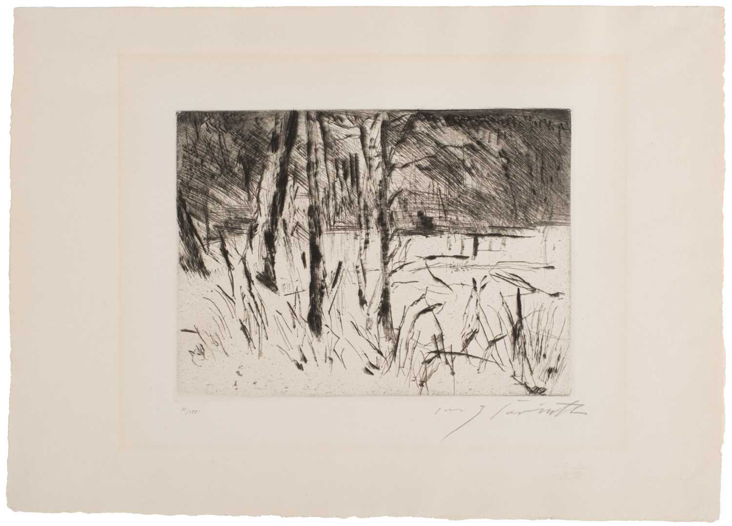 342 - Corinth (Lovis, Bäume in der Sonne, Tiergarten, Berlin, 1922, drypoint etching