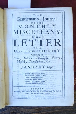 Lot 77 - Motteux (Pierre, edit.). The Gentleman's Journal: or the Monthly Miscellany, vol. 1 only of 3, 1692