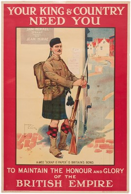 Lot 170 - National Service. If You Cannot Fight For Your Country-Work for It..., lithographic poster, c. 1917