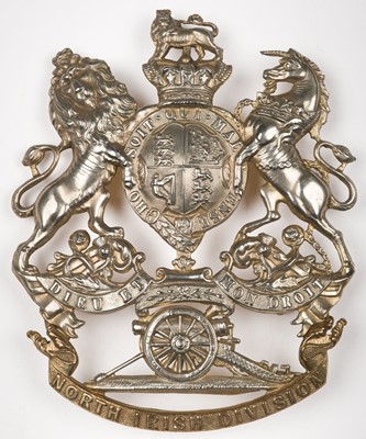 Lot 450 - North Irish Division. A rare Royal Artillery Militia Volunteer officer's helmet plate
