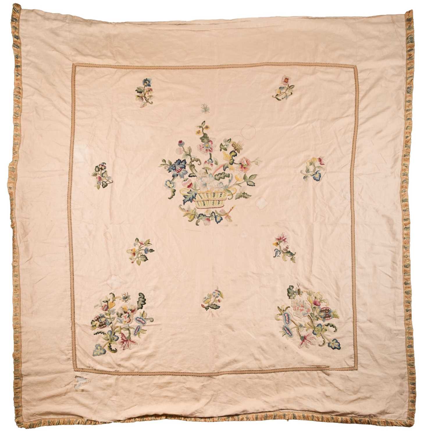 Lot 472 - Embroidered Coverlet. A large crewelwork counterpane, by Madeleine Garton (1885-1970)