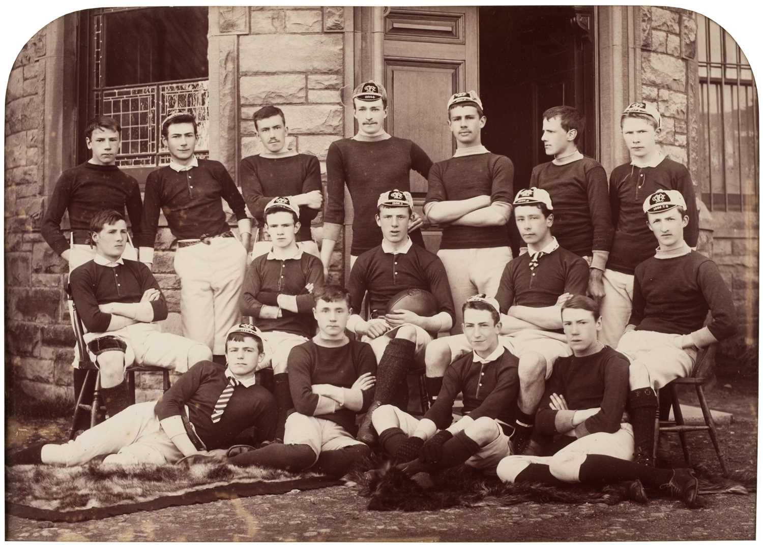 Lot 42 - Rugby. A group of 3 rugby team photographs, 1888, 1906 & 1936...