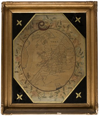 Lot 446 - Embroidered Map of England & Wales, circa 1800