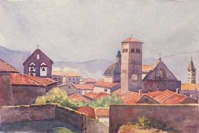 Lot 604 - Ragot (André, 1894-1971). Assisi, vue de la Rocca, 1929