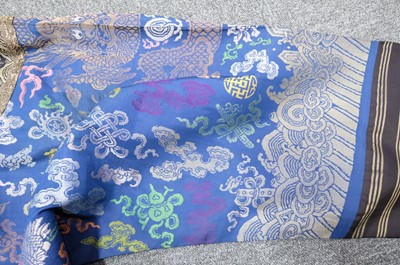 Lot 451 - Chinese Dragon Robe. A silk brocade nine-dragon robe, late Qing Dynasty