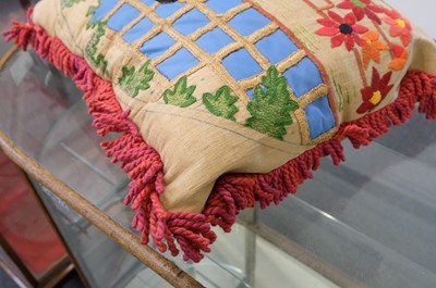 Lot 300 - Versace. A pair of Chinese Emperor cushions, 20th or 21st century, & 4 other cushions