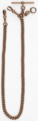 Lot 741 - Watch chain. A 9ct rose gold Albert watch chain
