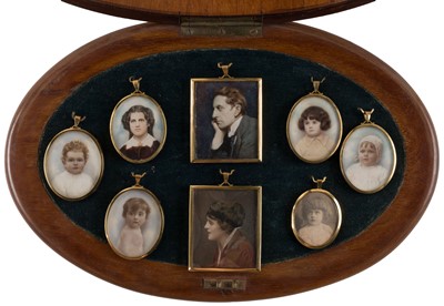 Lot 216 - Portrait Miniatures. Forbes-Robertson family, early 20th century, 7 portrait miniatures