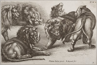 Lot 82 - Gaywood (Richard, circa 1630-1680). Six Lions, & Three Leopards..., circa 1654-70