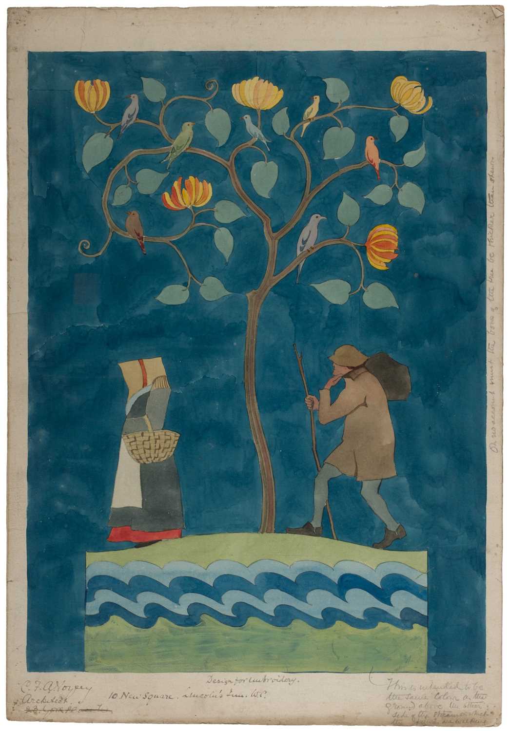 Lot 207 - Voysey (Charles F. Annesley, 1857-1940). Peasants and the Flowering Tree, watercolour